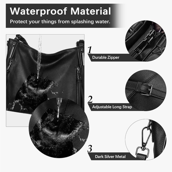 Women’s Large Hobo Bag with Handle and Long Shoulder Strap - Picture 3 of 7